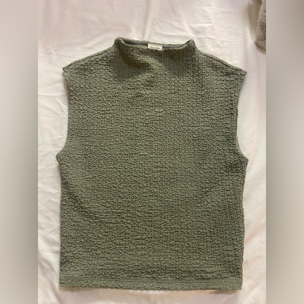 Abercrombie & Fitch Textured Green Sleeveless Top